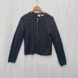 Vintage B. Moss Women’s Zip-up Sweater, size M, Charcoal,‎ Cable Knit